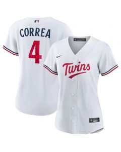 Women's Minnesota Twins #4 Carlos Correa White Stitched Jersey(Run Small)