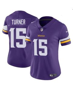 Women's Minnesota Vikings #15 Dallas Turner Purple 2024 DraftVapor Stitched Jersey(Run Small)