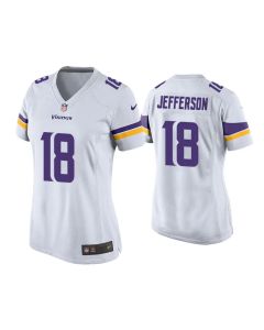 Women's Minnesota Vikings #18 Justin Jefferson White Stitched Jersey(Run Small)