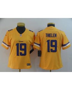 Women's Minnesota Vikings #19 Adam Thielen Gold Inverted Legend Stitched NFL Jersey(Run Small)