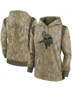 Women's Minnesota Vikings 2021 Camo Salute To Service Therma Performance Pullover Hoodie(Run Small)