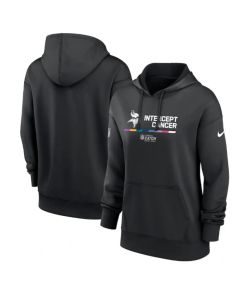 Women's Minnesota Vikings 2022 Black NFL Crucial Catch Therma Performance Pullover Hoodie(Run Small)