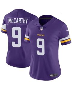 Women's Minnesota Vikings #9 J.J. McCarthy Purple 2024 Draft Vapor Stitched Jersey(Run Small)