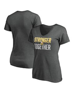 Women's Minnesota Vikings Heather Stronger Together Space Dye V-Neck T-Shirt(Run Small)