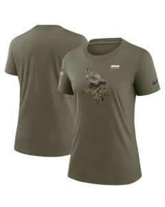 Women's Minnesota Vikings Olive 2021 Salute To Service T-Shirt (Run Small)