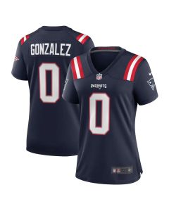 Women's New England Patriots #0 Christian Gonzalez Navy Game Jersey (Navy)