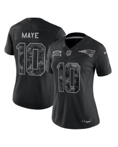 Women's New England Patriots #10 Drake Maye Black 2026 Salute to Service Vapor F.U.S.E. Limited Jersey