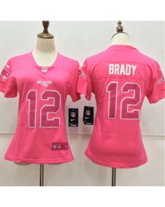 Women's New England Patriots #12 Tom Brady Pink Limited Rush Fashion Stitched NFL Jersey