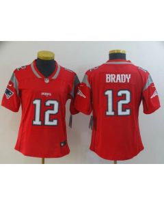 Women's New England Patriots #12 Tom Brady Red Inverted Legend Stitched NFL Jersey(Run Small)