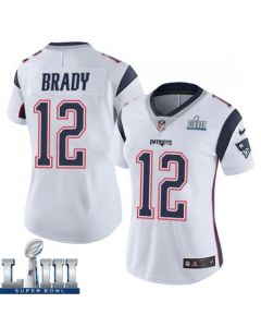 Women's New England Patriots #12 Tom Brady White Super Bowl LIII Vapor Untouchable Limited Stitched NFL Jersey ( run small )