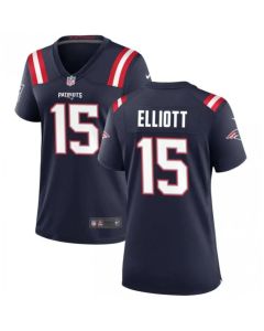 Women's New England Patriots #15 Ezekiel Elliott Navy Stitched Jersey(Run Small)