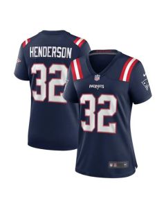 Women's New England Patriots #32 TreVeyon Henderson Navy 2025 NFL Draft Game Jersey (Navy)