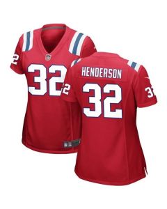 Women's New England Patriots #32 TreVeyon Henderson Red 2025 NFL Draft Game Jersey (Red)