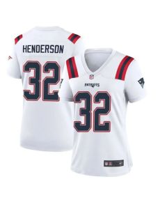 Women's New England Patriots #32 TreVeyon Henderson White 2025 NFL Draft Game Jersey (White)