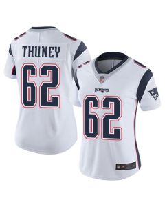Women's New England Patriots #62 Joe Thuney White Vapor Untouchable Limited Stitched NFL Jersey(Run Small)