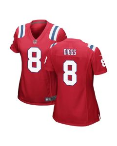 Women's New England Patriots #8 Stefon Diggs Red Game Jersey (Red)