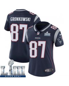 Women's New England Patriots #87 Rob Gronkowski Navy Blue Super Bowl LIII Vapor Untouchable Limited Stitched NFL Jersey ( run small )