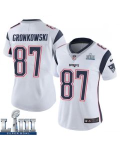 Women's New England Patriots #87 Rob Gronkowski White Super Bowl LIII Vapor Untouchable Limited Stitched NFL Jersey ( run small )
