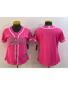 Women's New England Patriots Blank Pink With Patch Cool Base Stitched Baseball Jersey(Run Small)