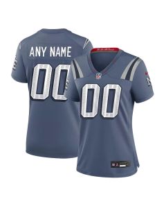 Women's New England Patriots Custom Blue Rivalries Collection Game Jersey (Blue)