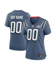 Women's New England Patriots Custom Blue Super Bowl LX Rivalries Collection Game Jersey (Blue)