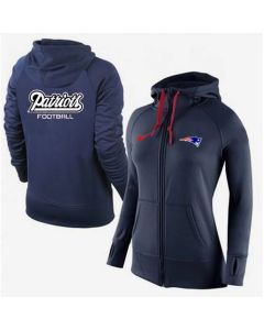 Women's New England Patriots Full-Zip Performance Hoodie Dark Blue