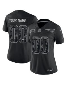 Women's New England Patriots Black 2026 Salute to Service Vapor F.U.S.E. Limited Custom Jersey