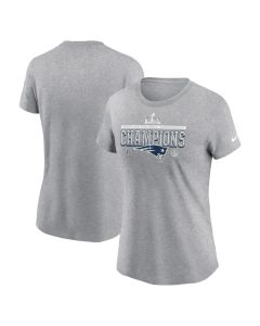 Women's New England Patriots Nike Heather Gray 2025 AFC Champions Locker Room Trophy Collection T-Shirt (Gray)