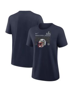 Women's New England Patriots Nike Navy 2025 AFC Champions Helmet T-Shirt (Navy)