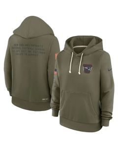 Women's New England Patriots Olive 2025 Salute to Service Sideline Standard Issue Dri-FIT Hoodie(Run Small) (Olive)