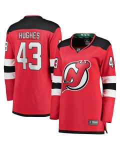 Women's New Jersey Devils #43 Luke Hughes Red Home Player Jersey