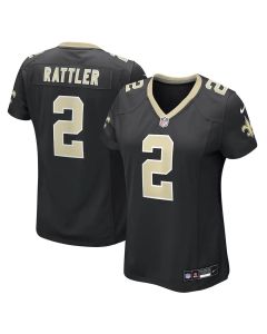 Women's New Orleans Saints #2 Spencer Rattler Black Game Jersey (Black)