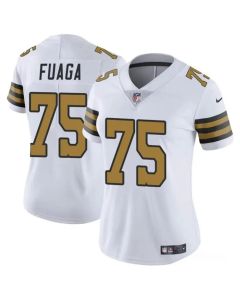 Women's New Orleans Saints #75 Taliese Fuaga White 2024 Draft Color Rush Stitched Game Jersey(Run Small)