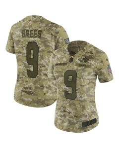 Women's New Orleans Saints #9 Drew Brees 2018 Camo Salute to Service Limited Stitched NFL Jersey