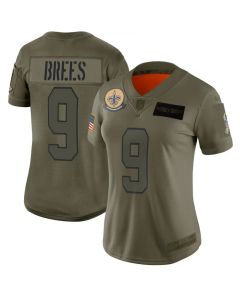 Women's New Orleans Saints #9 Drew Brees 2019 Camo Salute To Service Stitched NFL Jersey(Run Small)