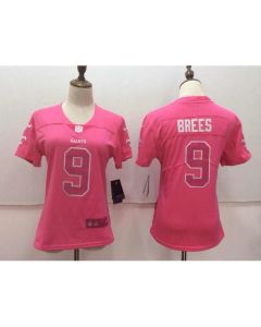 Women's New Orleans Saints #9 Drew Brees Pink Limited Rush Fashion Stitched NFL Jersey