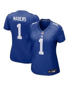 Women's New York Giants #1 Malik Nabers Royal Game Jersey