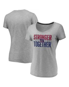 Women's New York Giants Gray Stronger Together Space Dye V-Neck T-Shirt(Run Small)