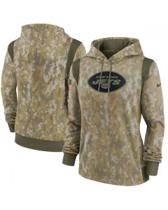 Women's New York Jets 2021 Camo Salute To Service Therma Performance Pullover Hoodie(Run Small)