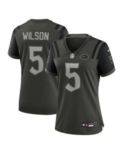 Women's New York Jets #5 Garrett Wilson Black Rivalries Collection Game Jersey (Black)