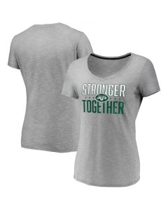 Women's New York Jets Gray Stronger Together Space Dye V-Neck T-Shirt(Run Small)