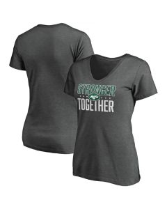 Women's New York Jets Heather Stronger Together Space Dye V-Neck T-Shirt(Run Small)