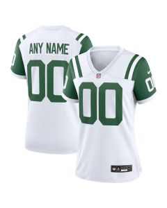 Women's New York Jets Nike White Classic Alternate Replica Game Custom Jersey (White)