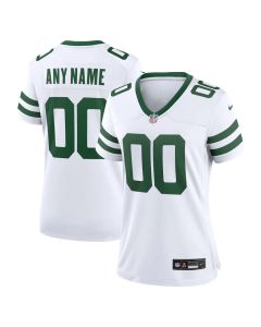 Women's New York Jets White Road Game Custom Jersey