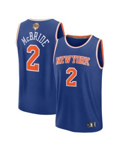 Women's New York Knicks #2 Miles McBride Blue 2026 NBA Finals Patch Fast Break Icon Edition Replica Jersey (Blue)