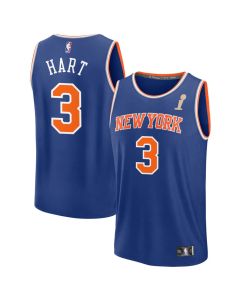 Women's New York Knicks #3 Josh Hart Blue 2026 NBA Finals Champions Fast Break Icon Edition Jersey (Blue)
