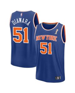 Women's New York Knicks #51 Mohamed Diawara Blue 2026 NBA Finals Champions Fast Break Icon Edition Jersey (Blue)