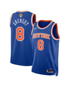Women's New York Knicks #8 OG Anunoby Blue 2026 NBA Finals Patch Swingman Icon Edition Jersey