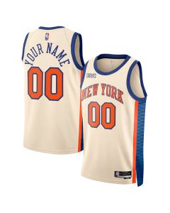 Women's New York Knicks Nike Cream 2025/26 Swingman City Edition Custom Jersey (Cream)
