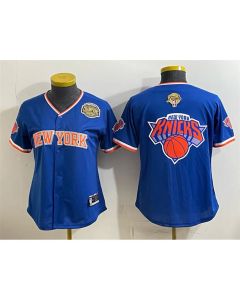 Women's New York Knicks Team Big Logo Blue 2026 Finals & Eastern Conference Champions Patch Jersey (Blue)
